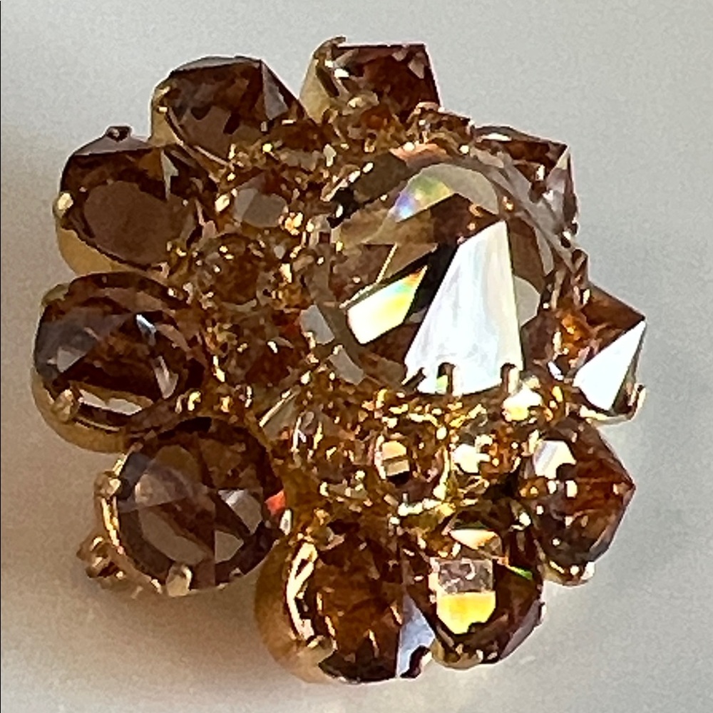Vintage Gold Austrian Crystal Brooch